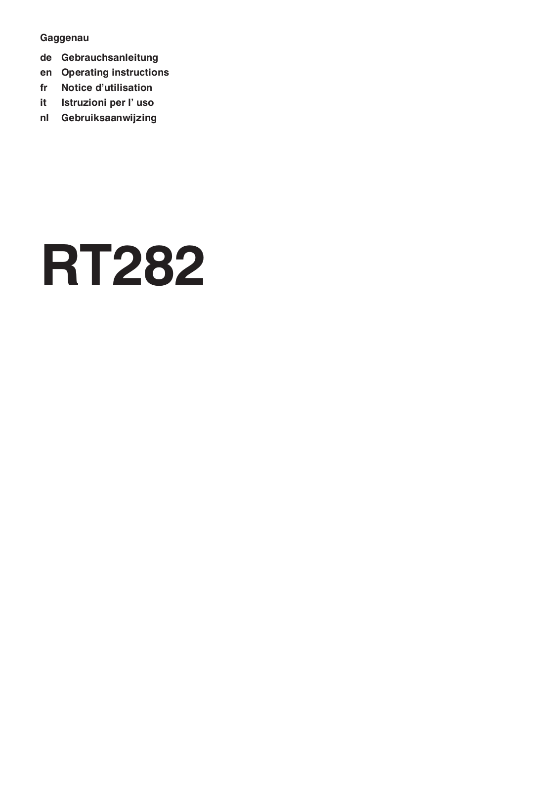 GAGGENAU IC200130, RT 282, RT282100 User Manual