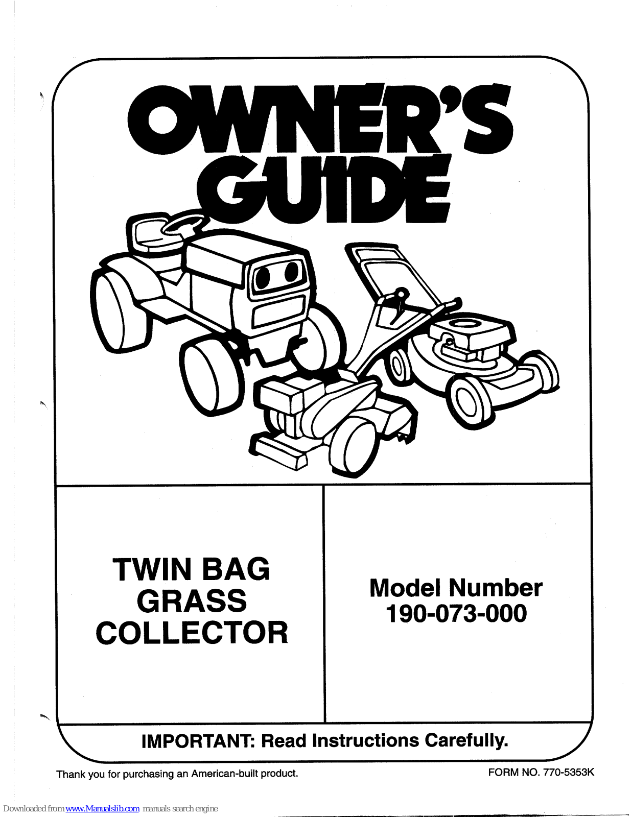 MTD 190-073-000, 73 Owner's Manual