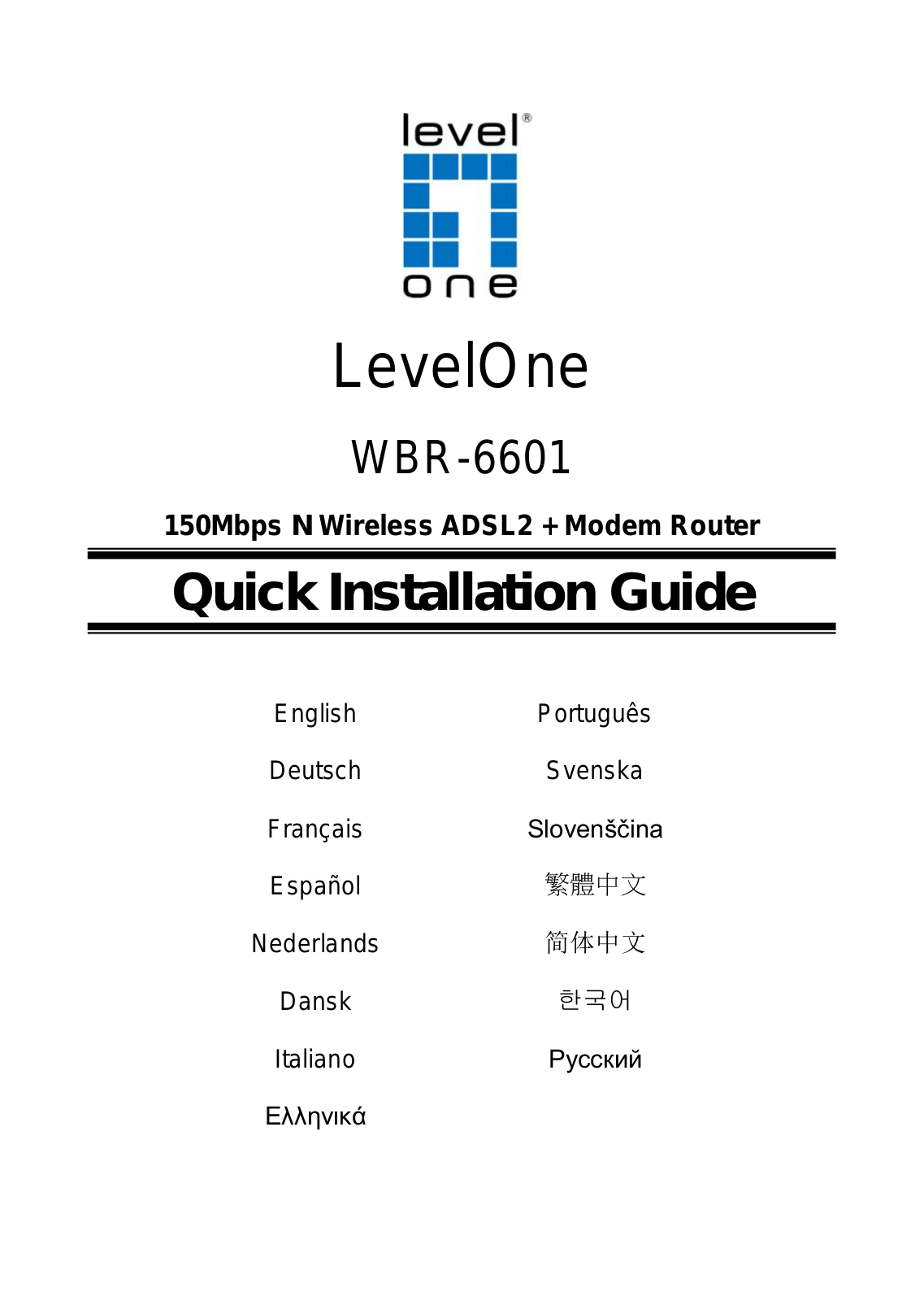 LevelOne WBR-6601 Quick Install Guide