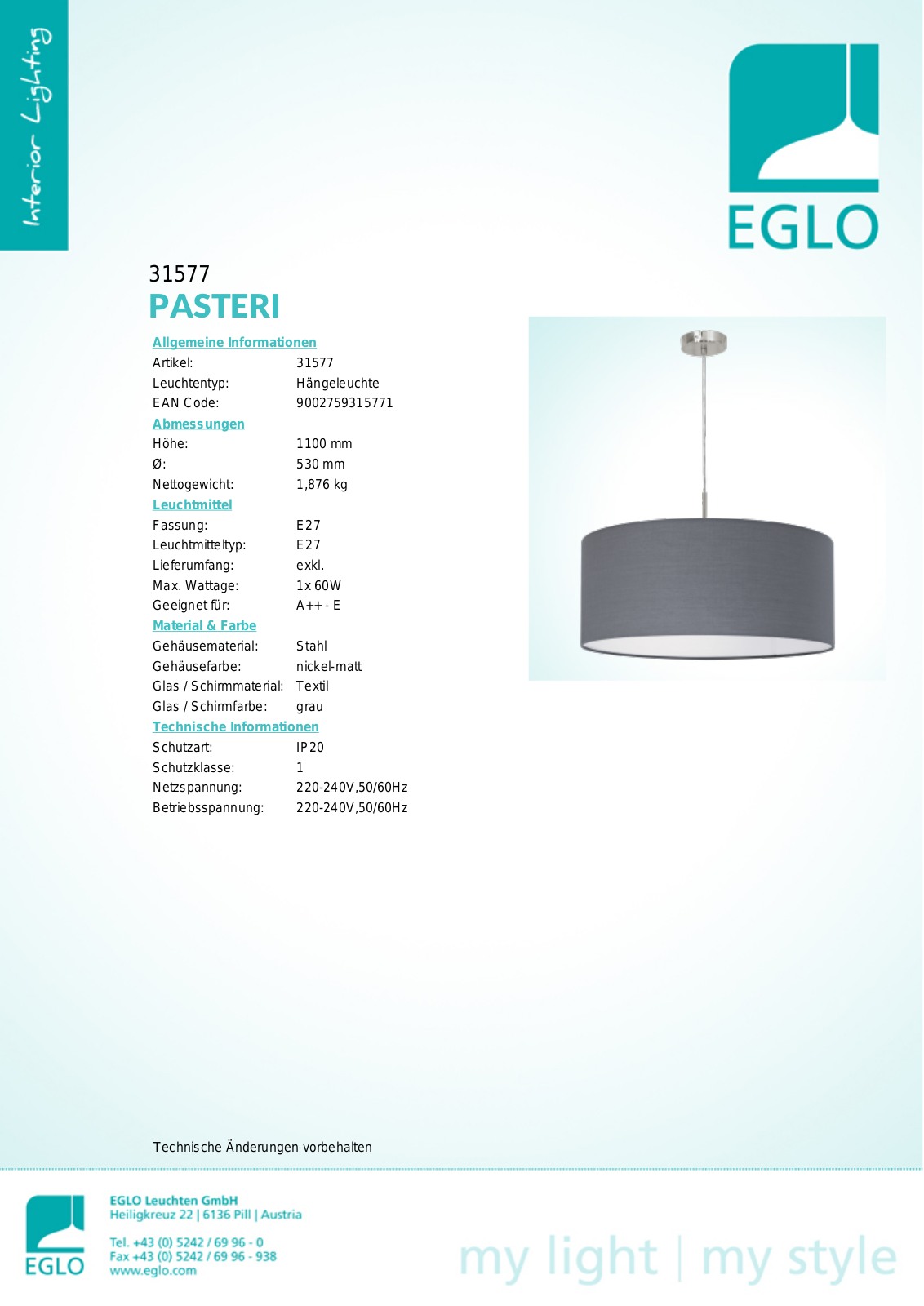 Eglo 31576 Service Manual