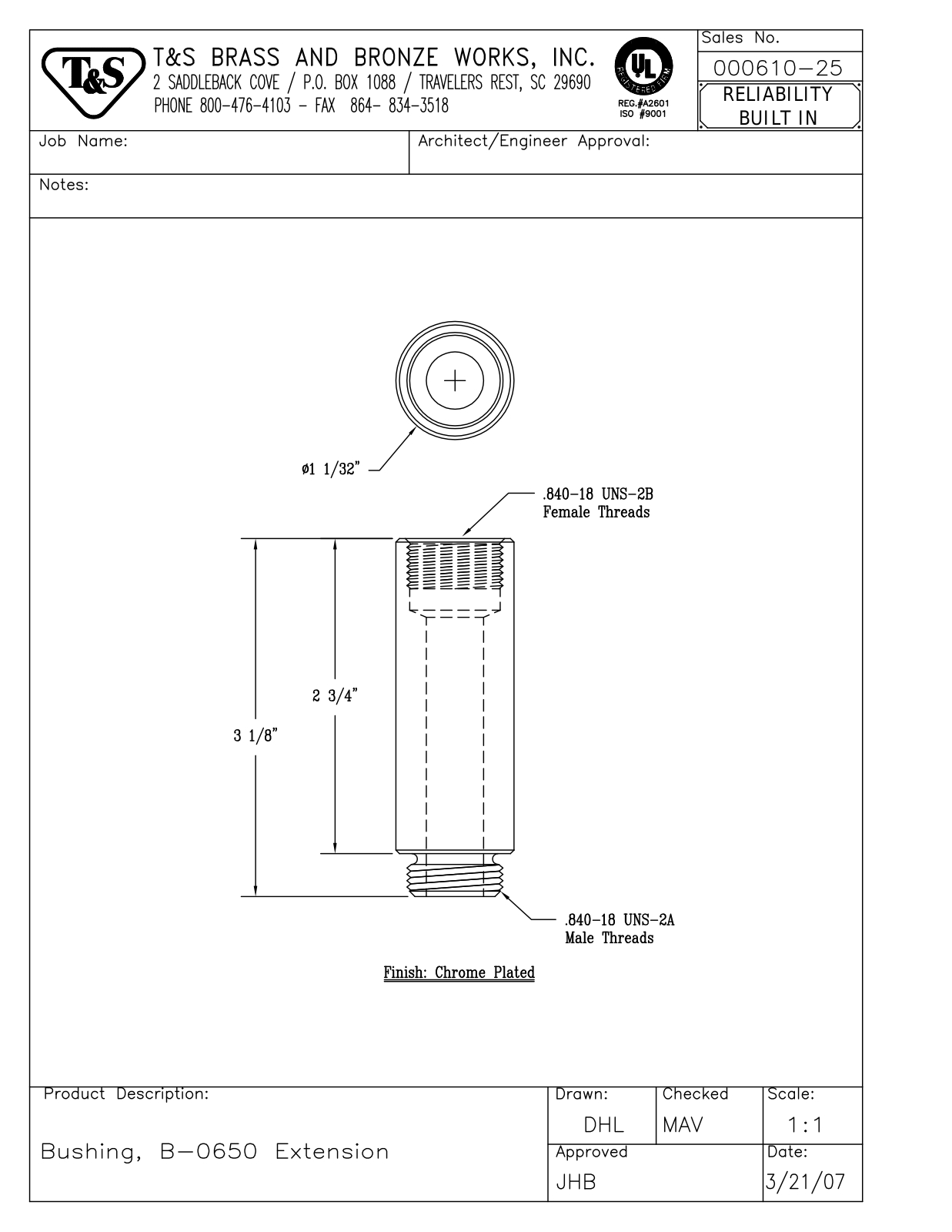 T&S Brass 000610-25 User Manual