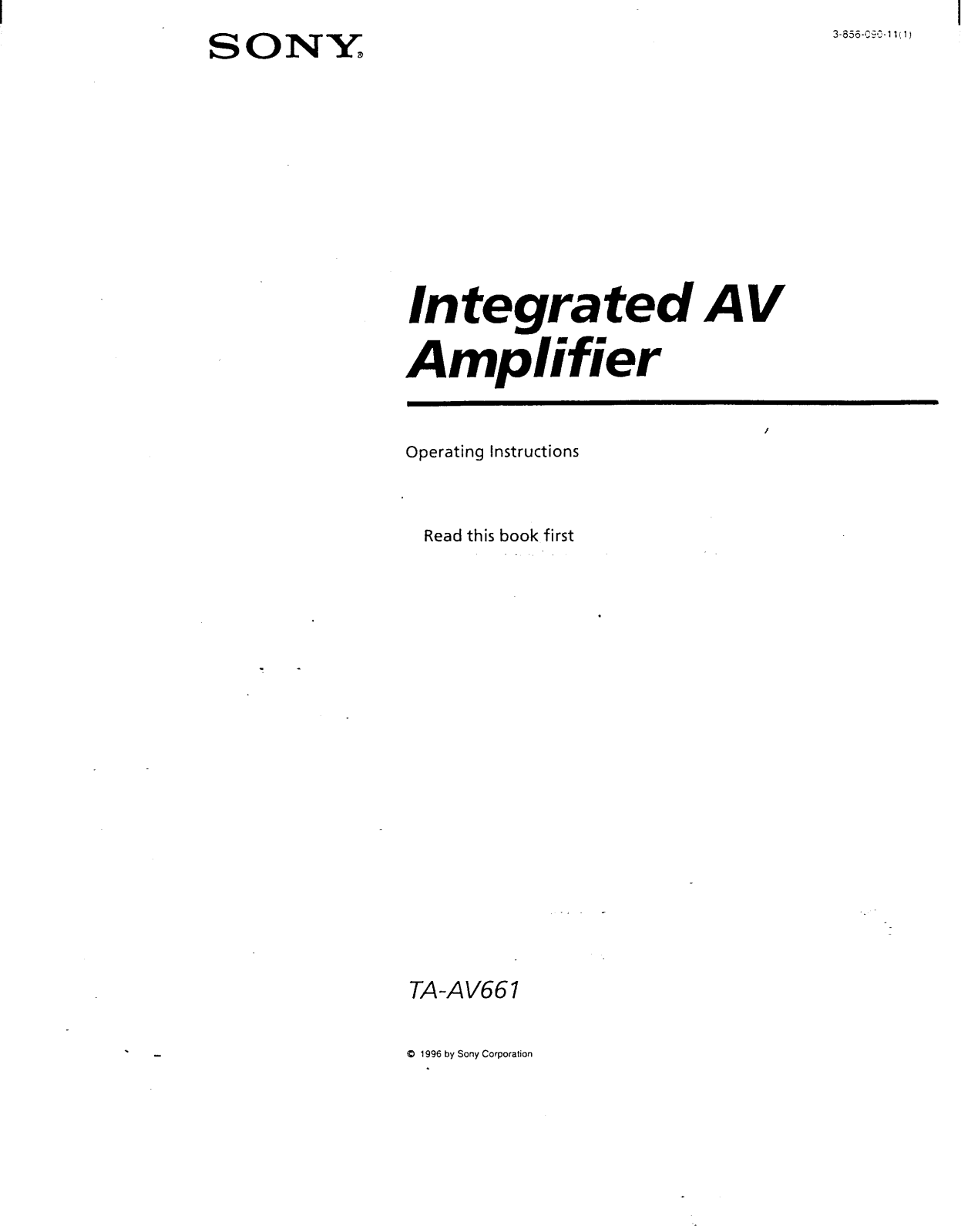 Sony TA-AV661 User Manual