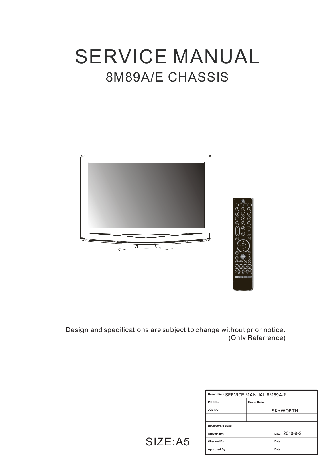 Skyworth 8M89A, 8M89E Schematic