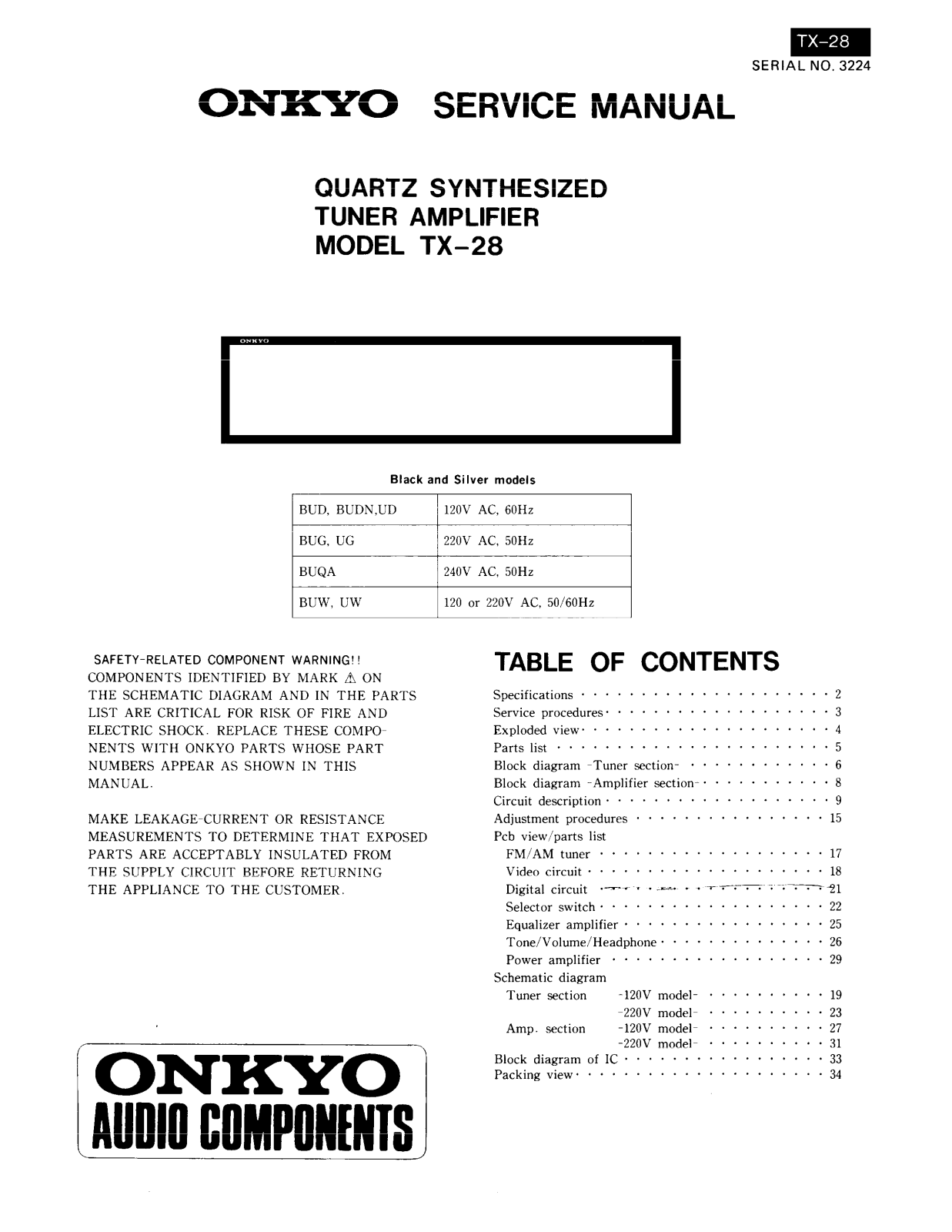 Onkyo TX-28 Service manual