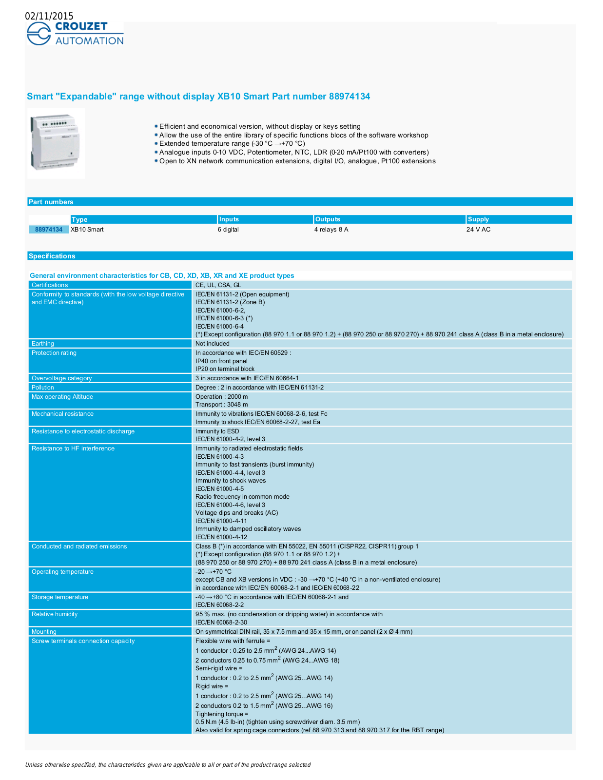 Crouzet 88974134 Data Sheet - ManualMachine.com