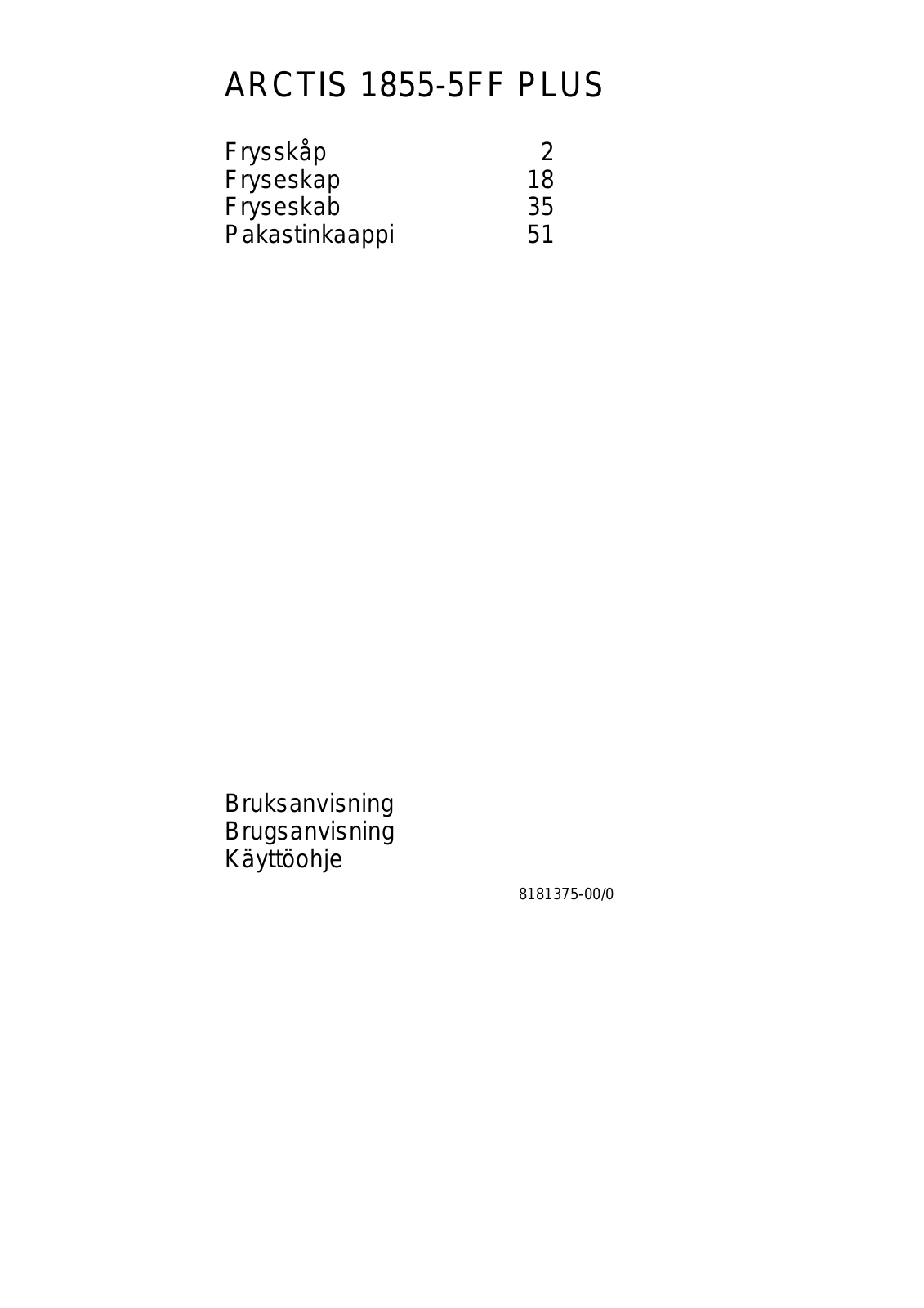 AEG ARCTIS 1855-5FF PLUS User Manual