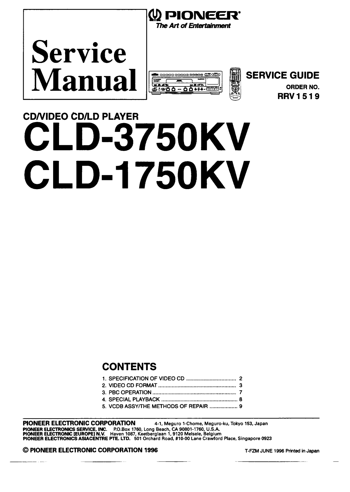 Pioneer CLD-1750KV Schematic