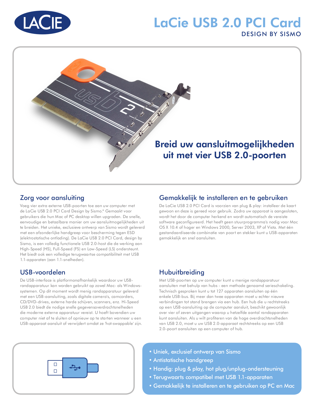 Lacie USB 2.0 PCI CARD DATASHEET