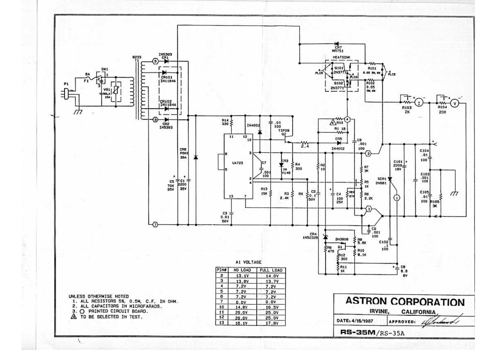 Astron rs 35m, rs 35a schematic