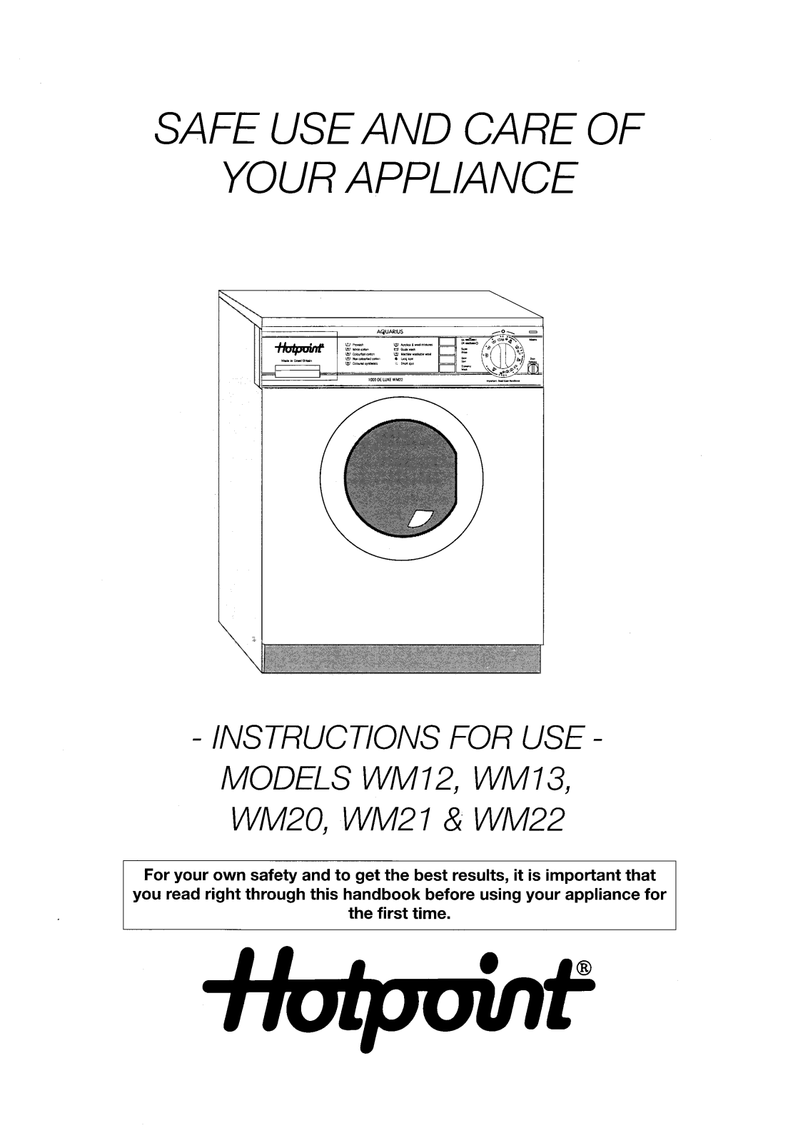 Hotpoint WM12 User Manual