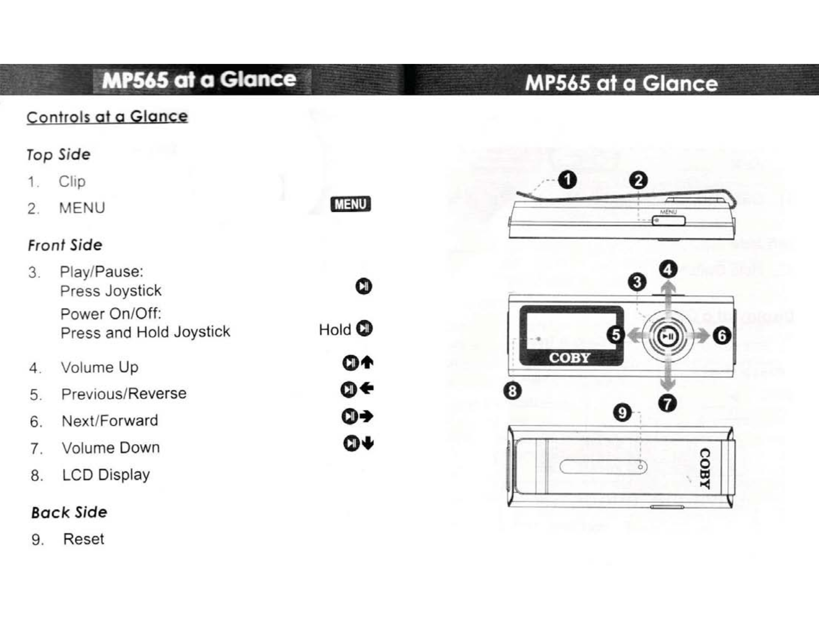 COBY MP565 2 Go User Manual