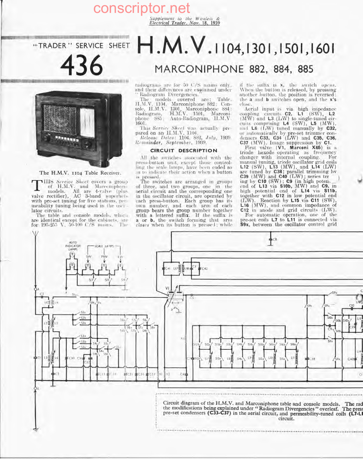 H.M.V. 1104, 1301, 1501, 1601 Service manual