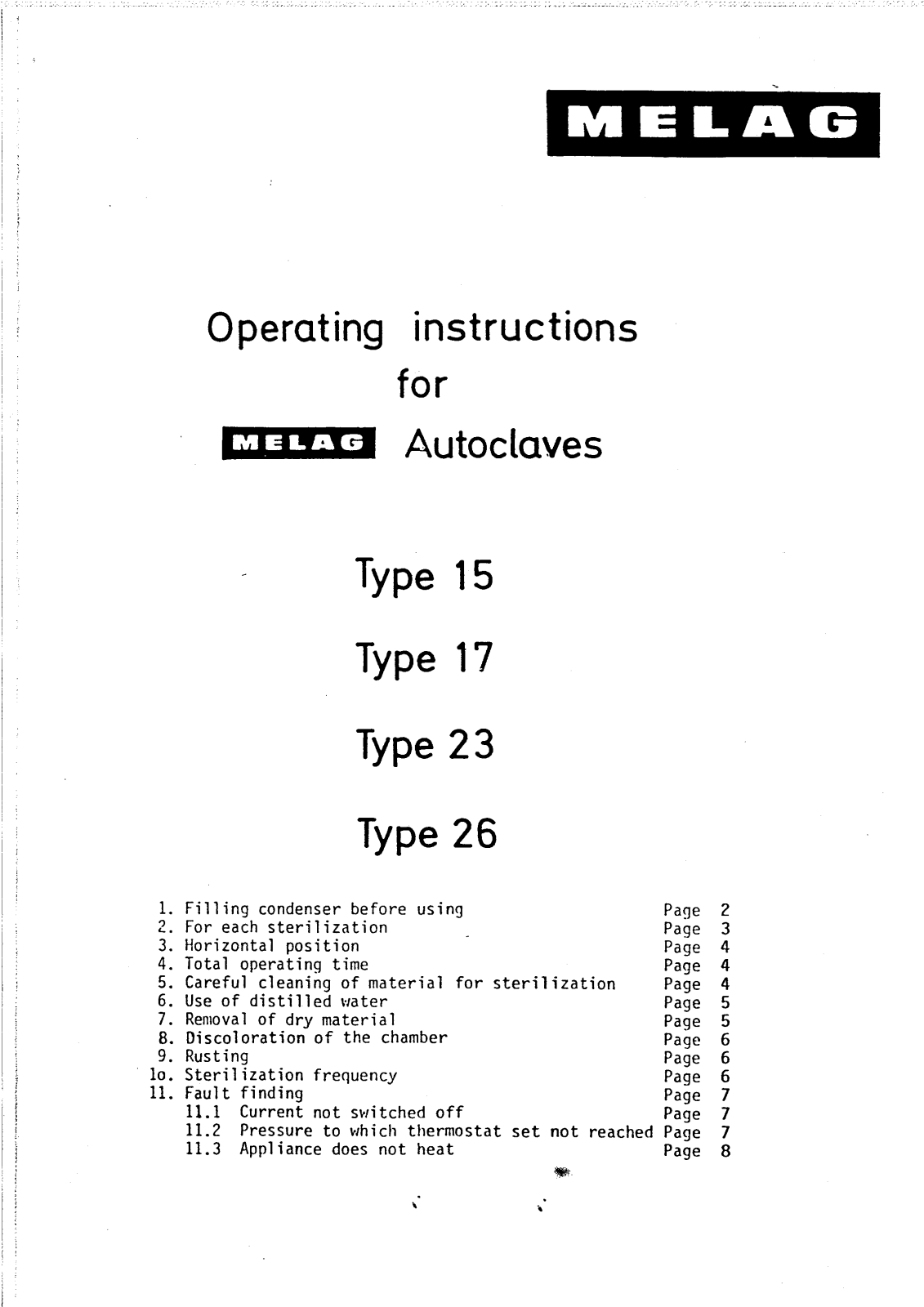 Melag 15-17-23 User Manual