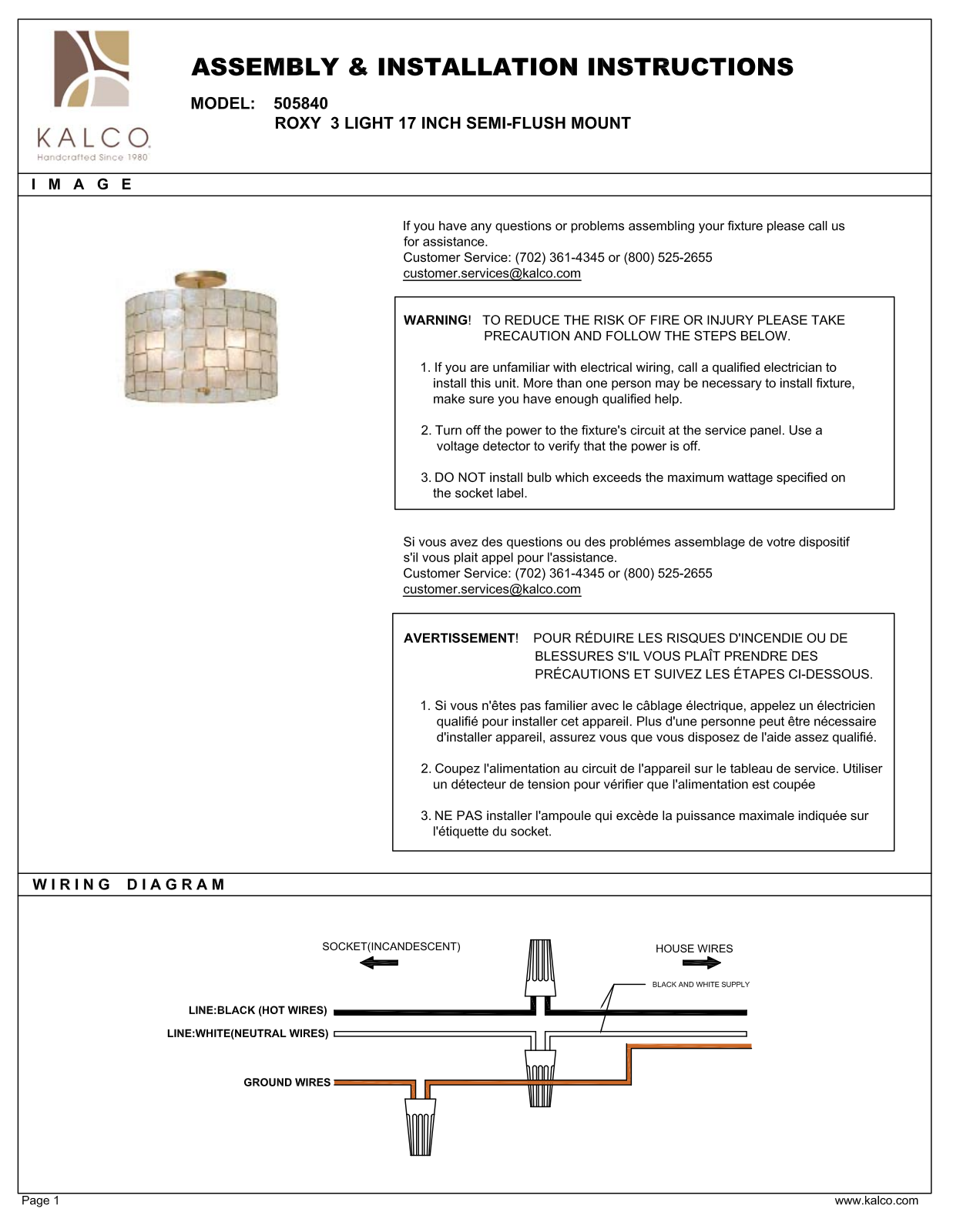 Kalco 505840OL Assembly Guide