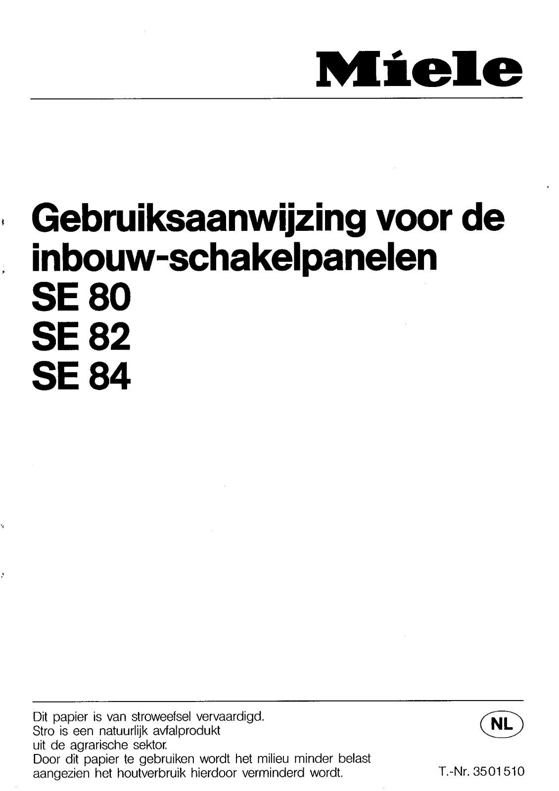 Miele SE 80, SE 84, SE 82 User manual