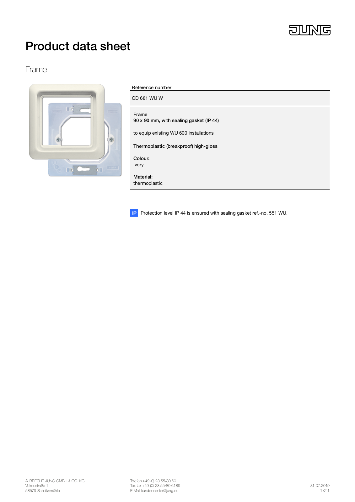 Jung CD 681 WU W User Manual