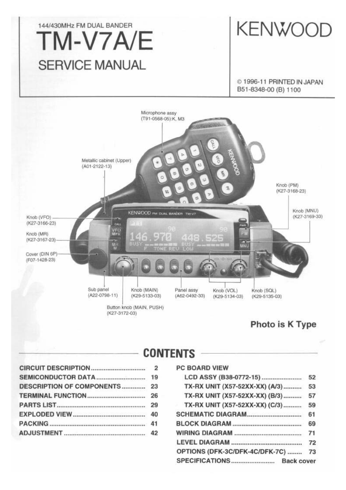 Kenwood TM-V7E, TM-V7A Service Manual