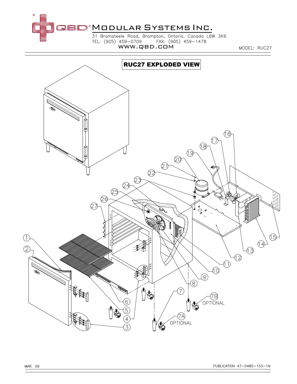 QBD Modular Systems RUC27 Parts List