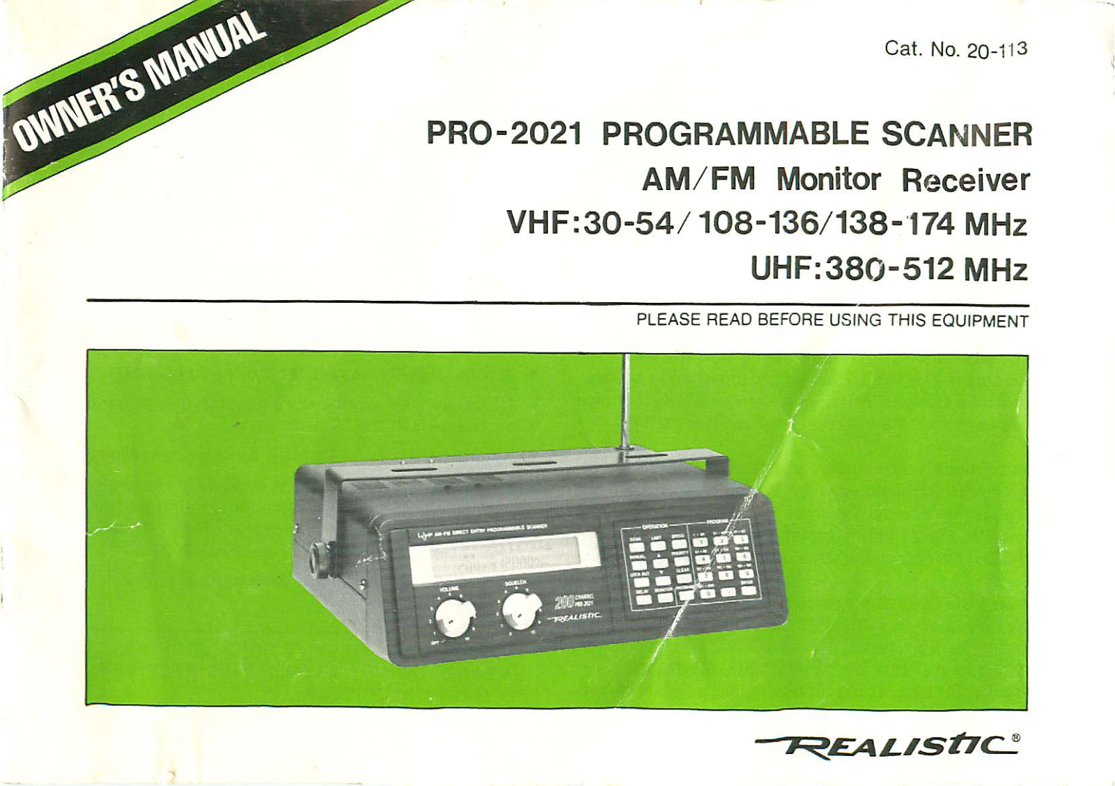 RadioShack PRO-2021 Owners Manual