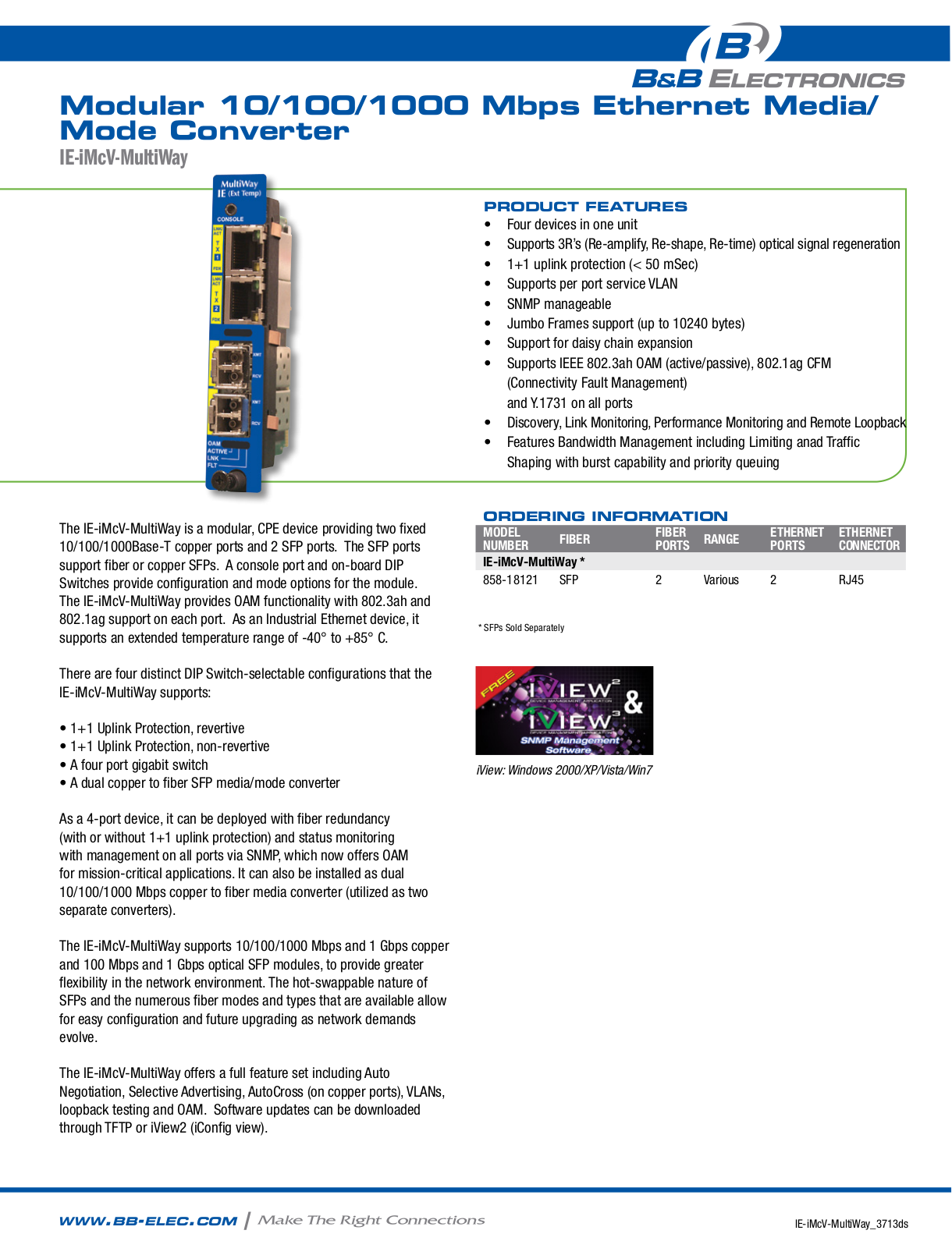 B&B Electronics 858-18121 Datasheet