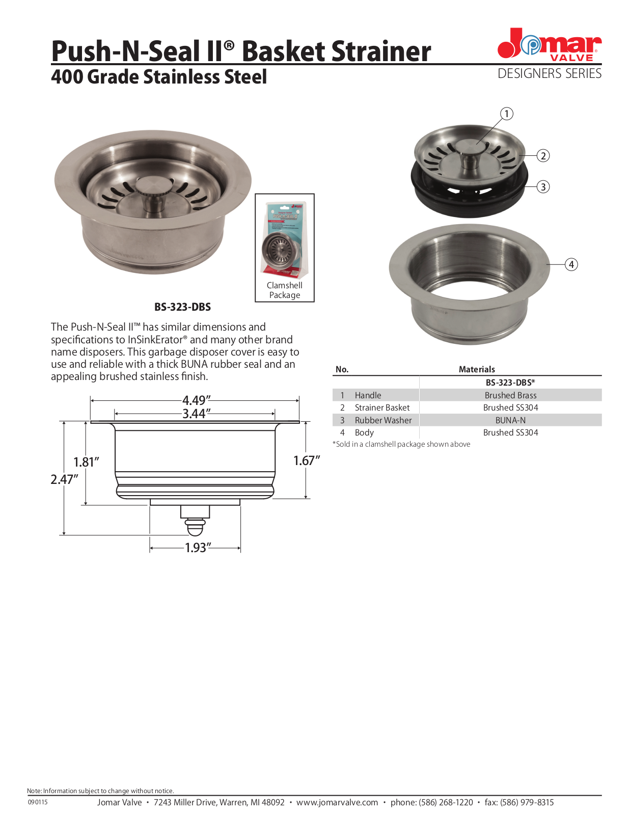 Jomar BS-323-DBS User Manual