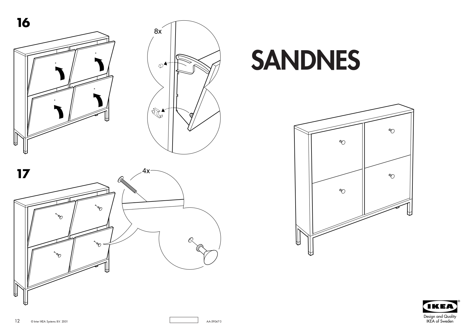 IKEA SANDNES SHOE CABINET 38X35 Assembly Instruction