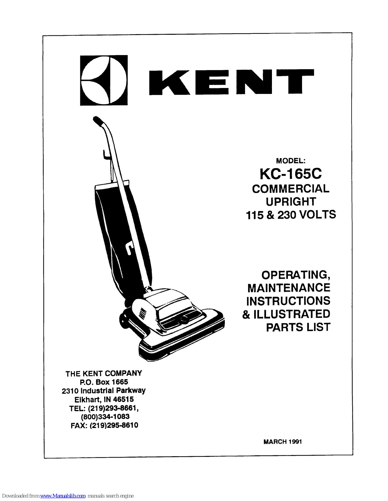 KENT KC-165C Operating, Maintenance Instructions & Illustrated Parts List - ManualMachine.com