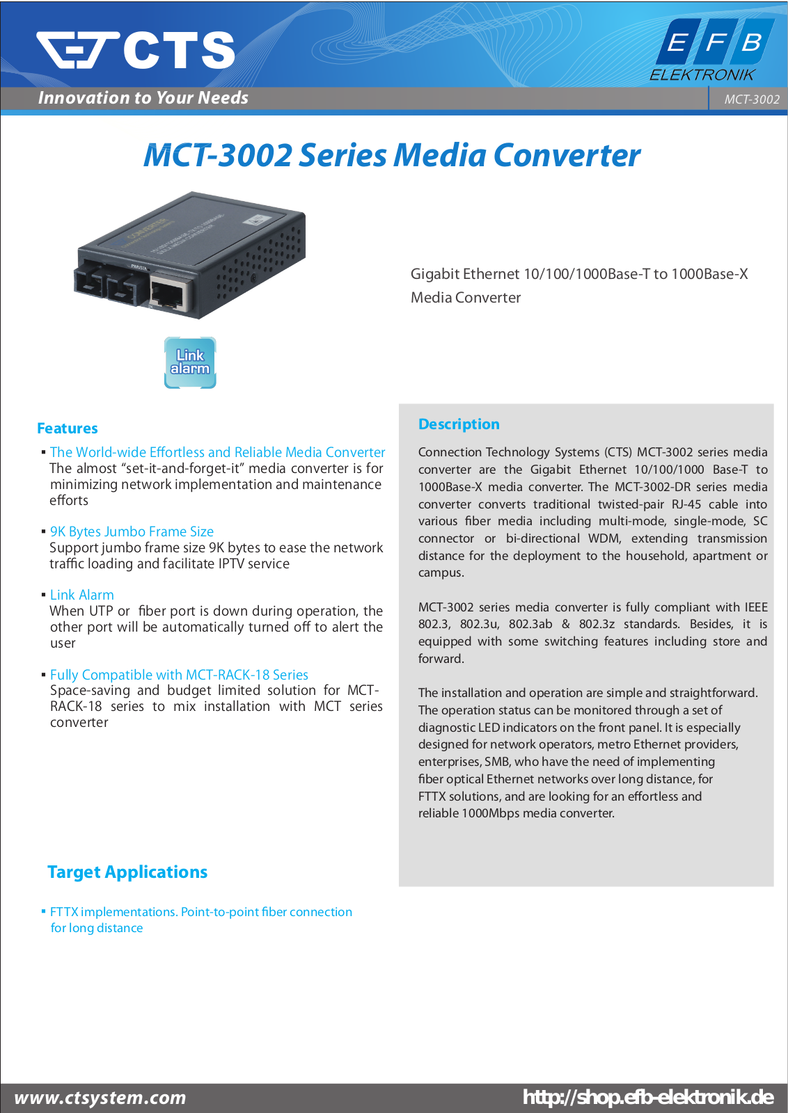 CTS CTS 3002BTFC Datasheet