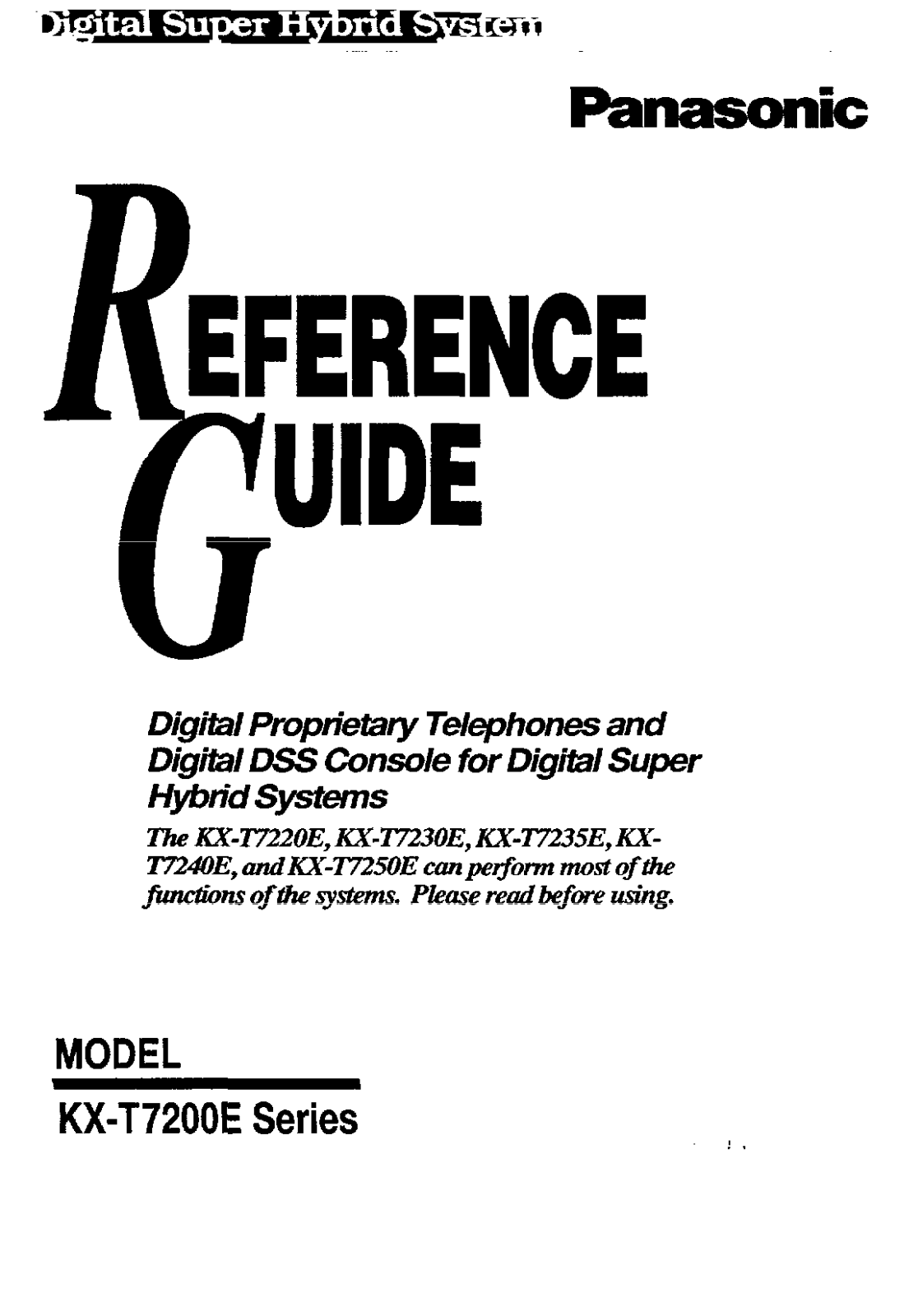 Panasonic KX-T7200E User Manual