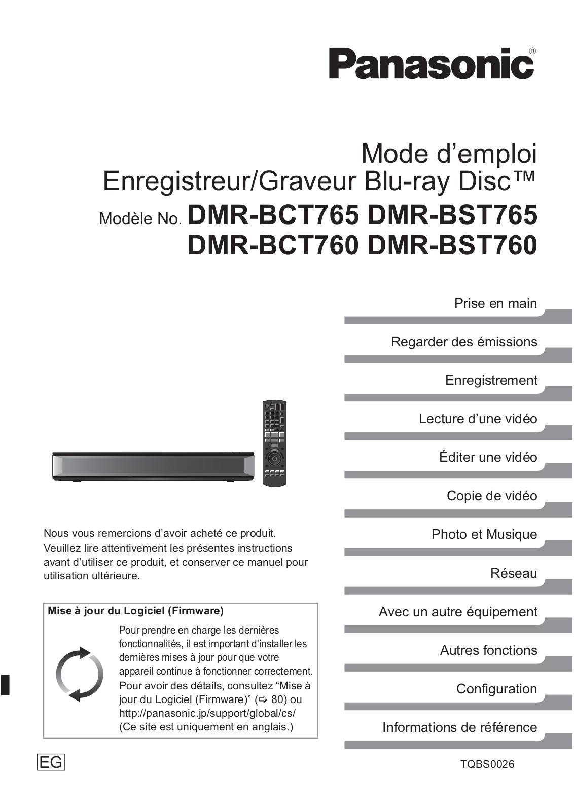 Panasonic DMR-BCT765, DMR-BST765, DMR-BCT760, DMR-BST760 User guide