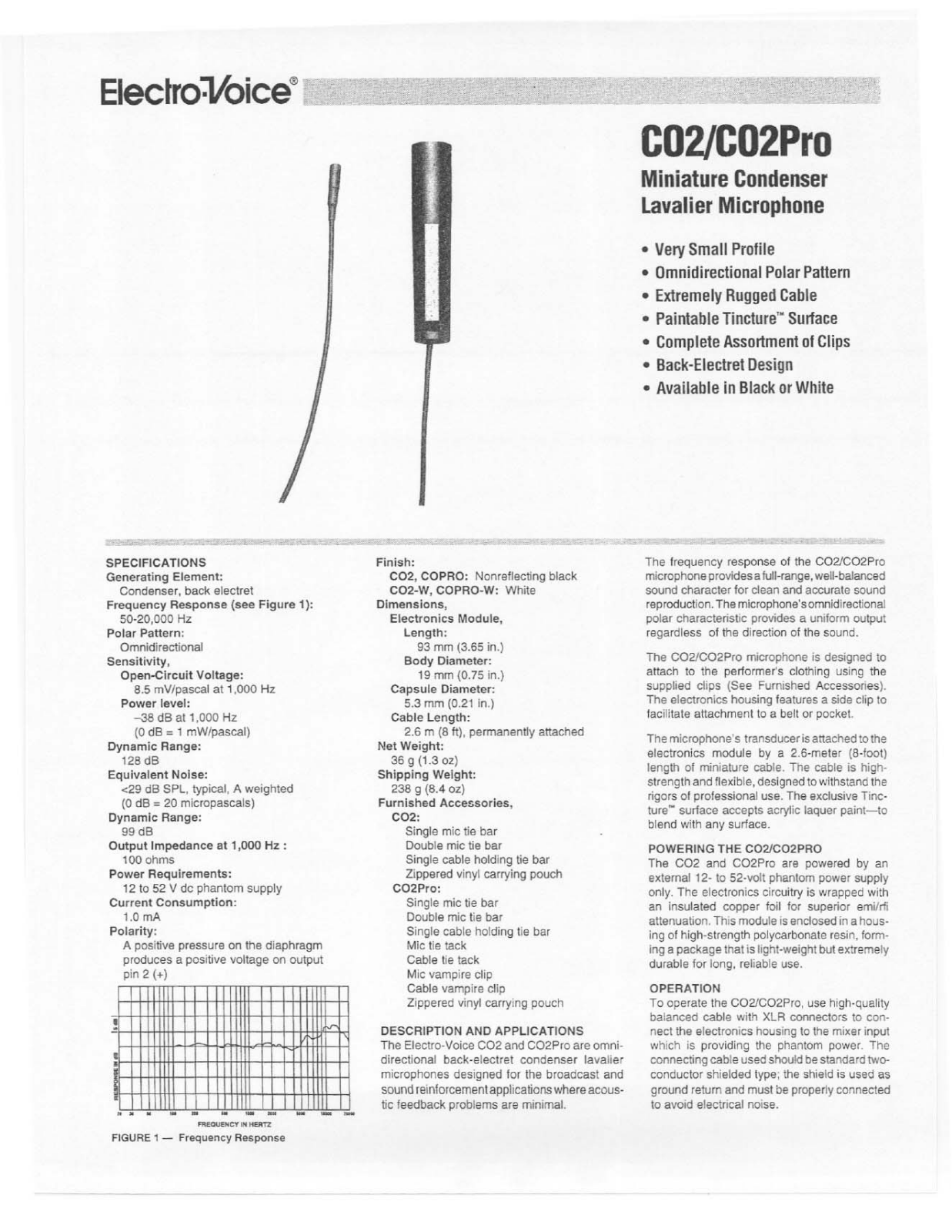 Electro-voice CO2 PRO DATASHEET