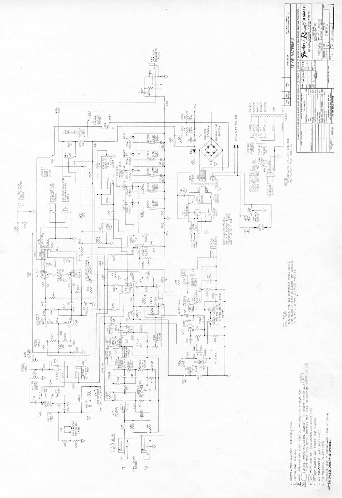 Fender 140 Schematic