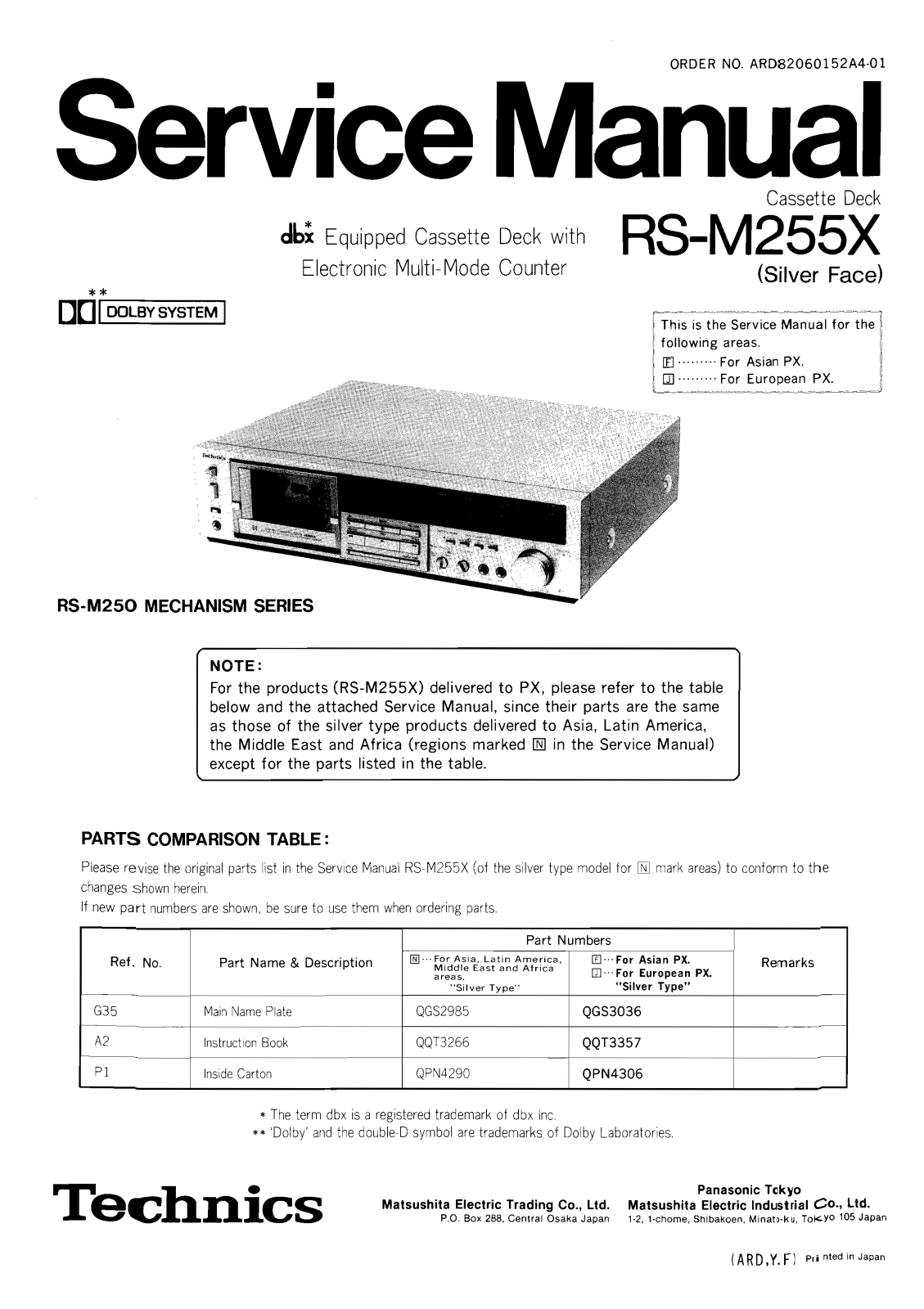 Technics RS-M-255-X Service Manual