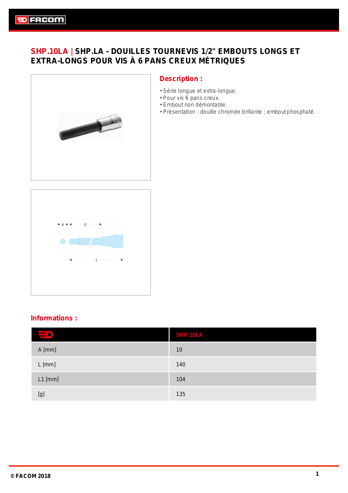 Facom SHP.10LA Specification - ManualMachine.com