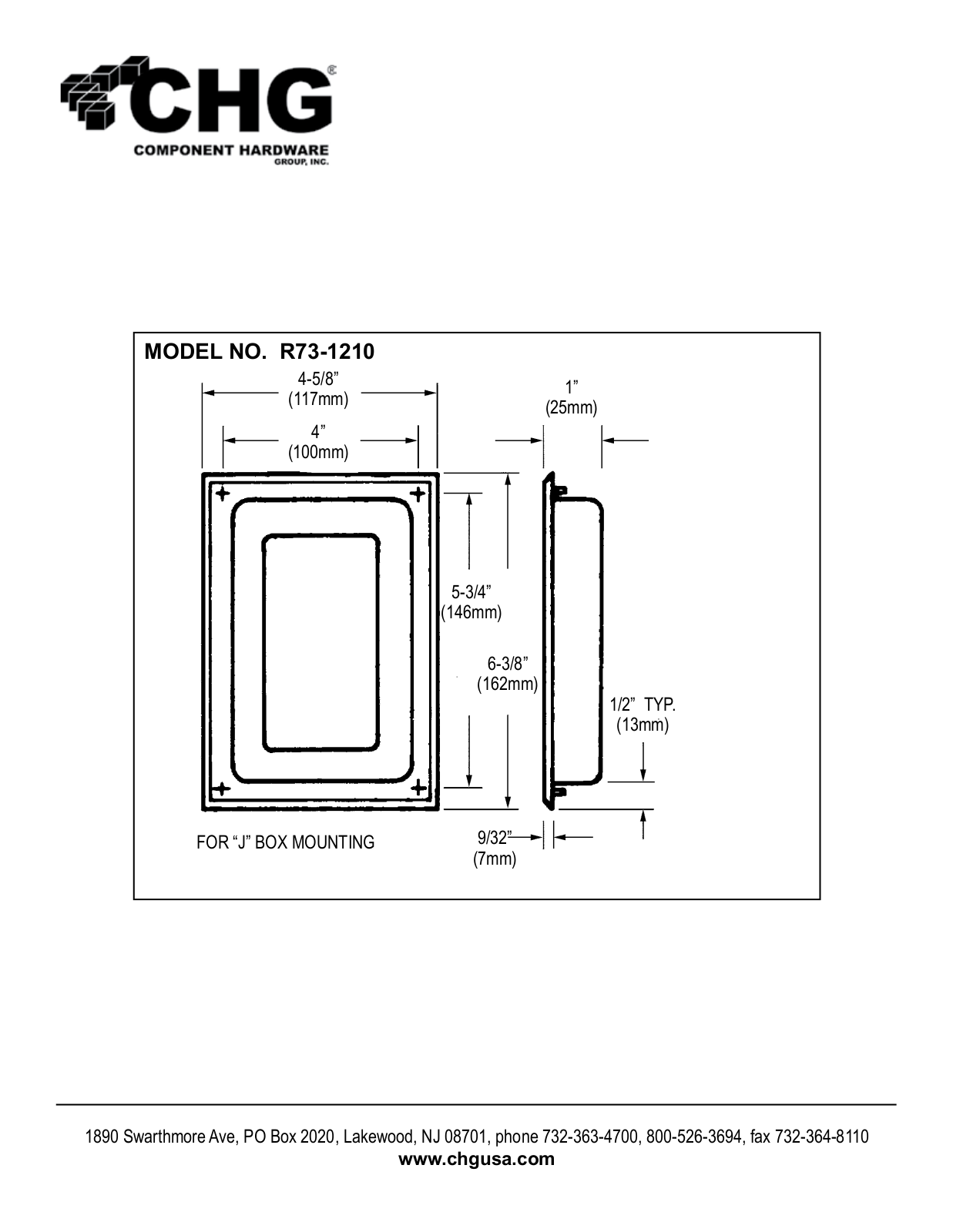 Component Hardware R73-1210 User Manual