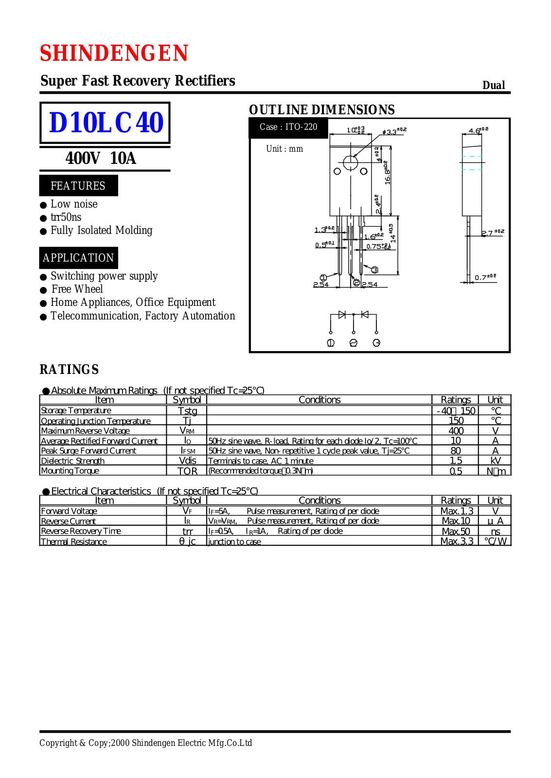 Datasheet D10LC40 Datasheet (Shindengen) - ManualMachine.com
