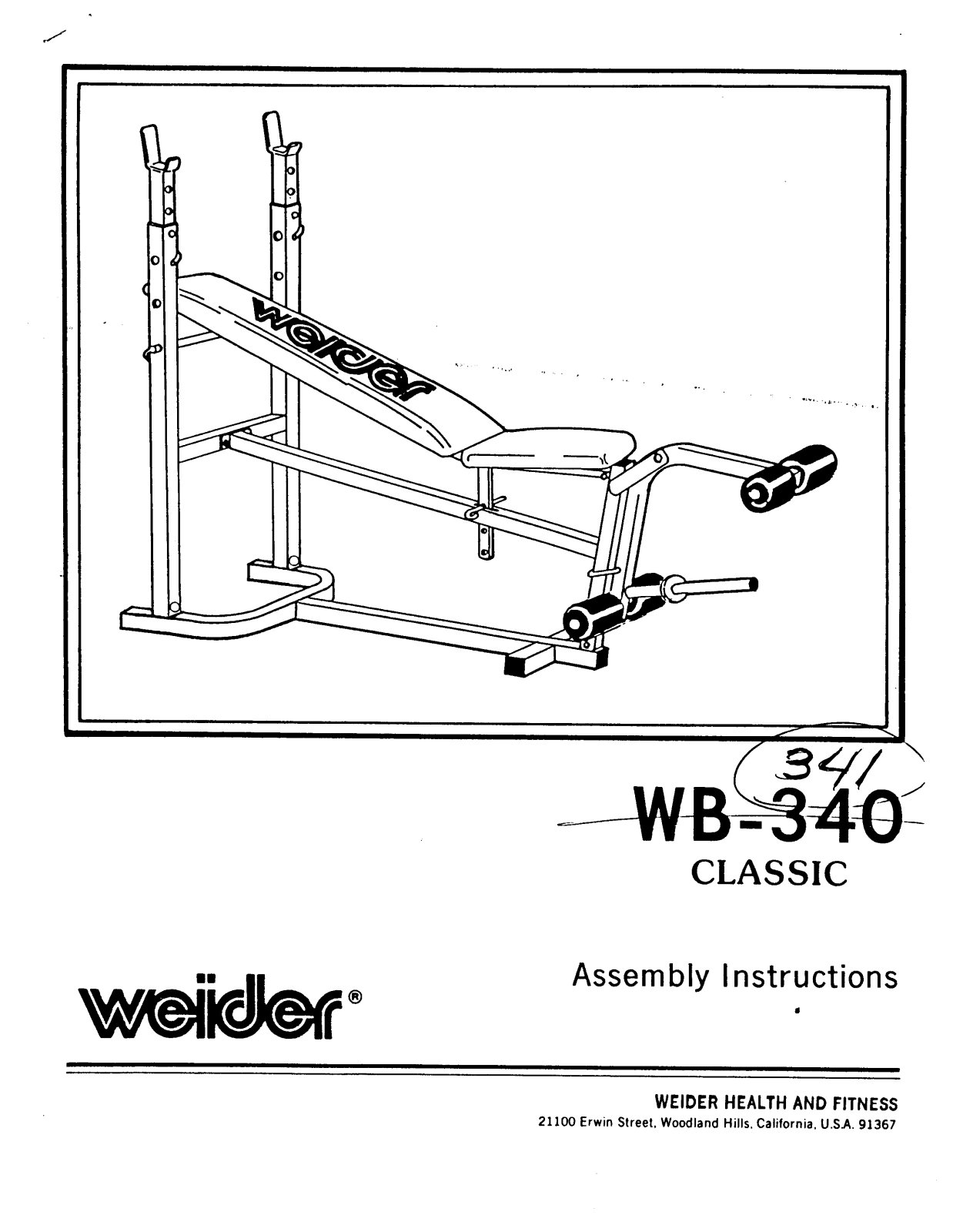 Weider WB-340 Owner's Manual