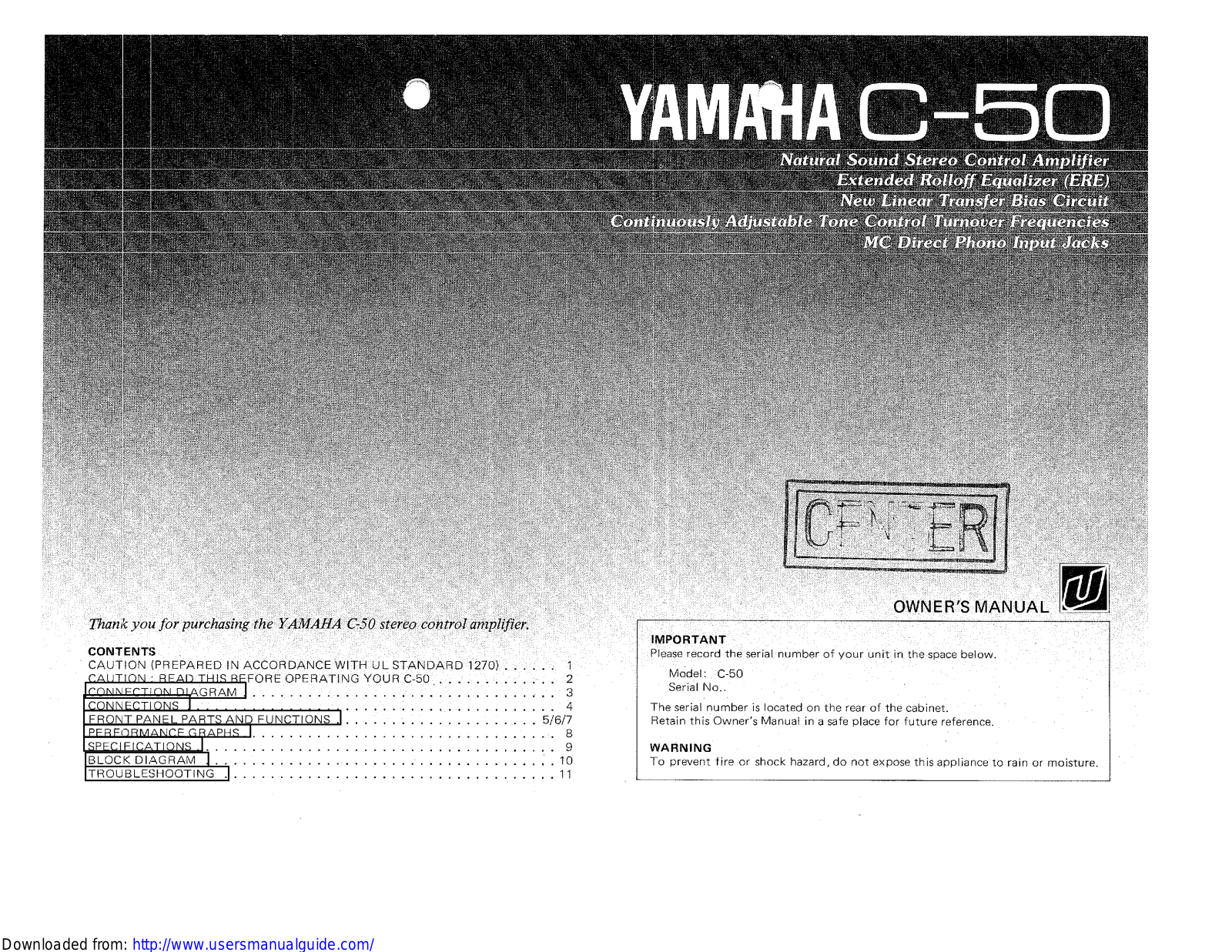 Yamaha Audio C-50 User Manual