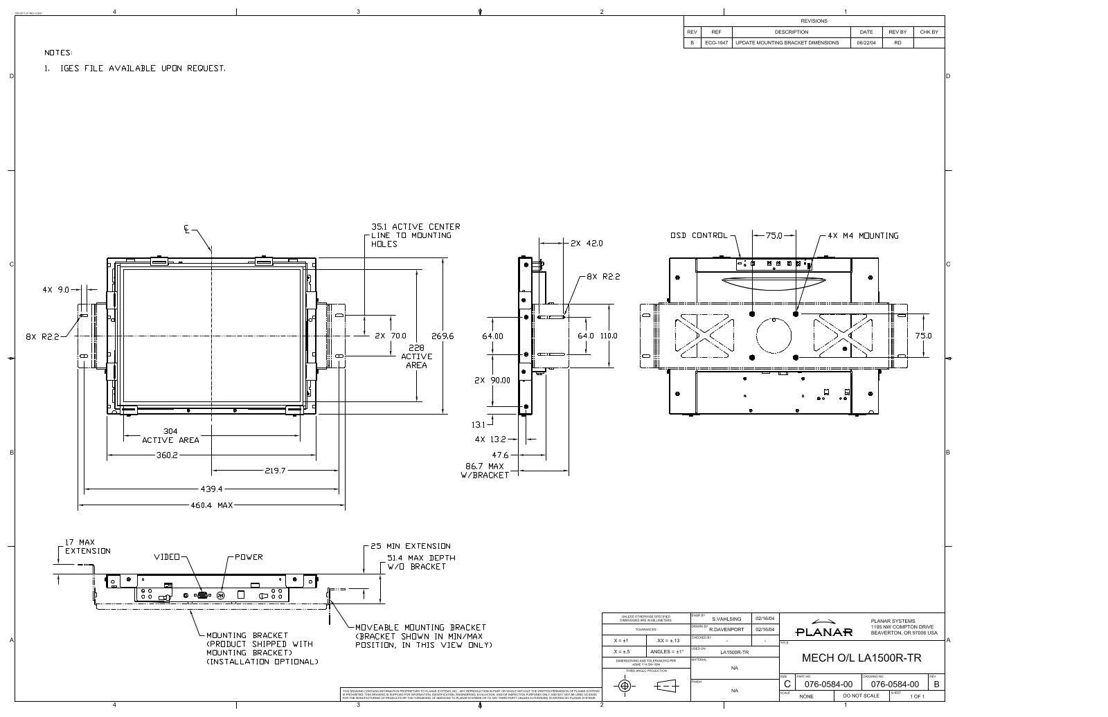 Planar LA1500RTR User Manual