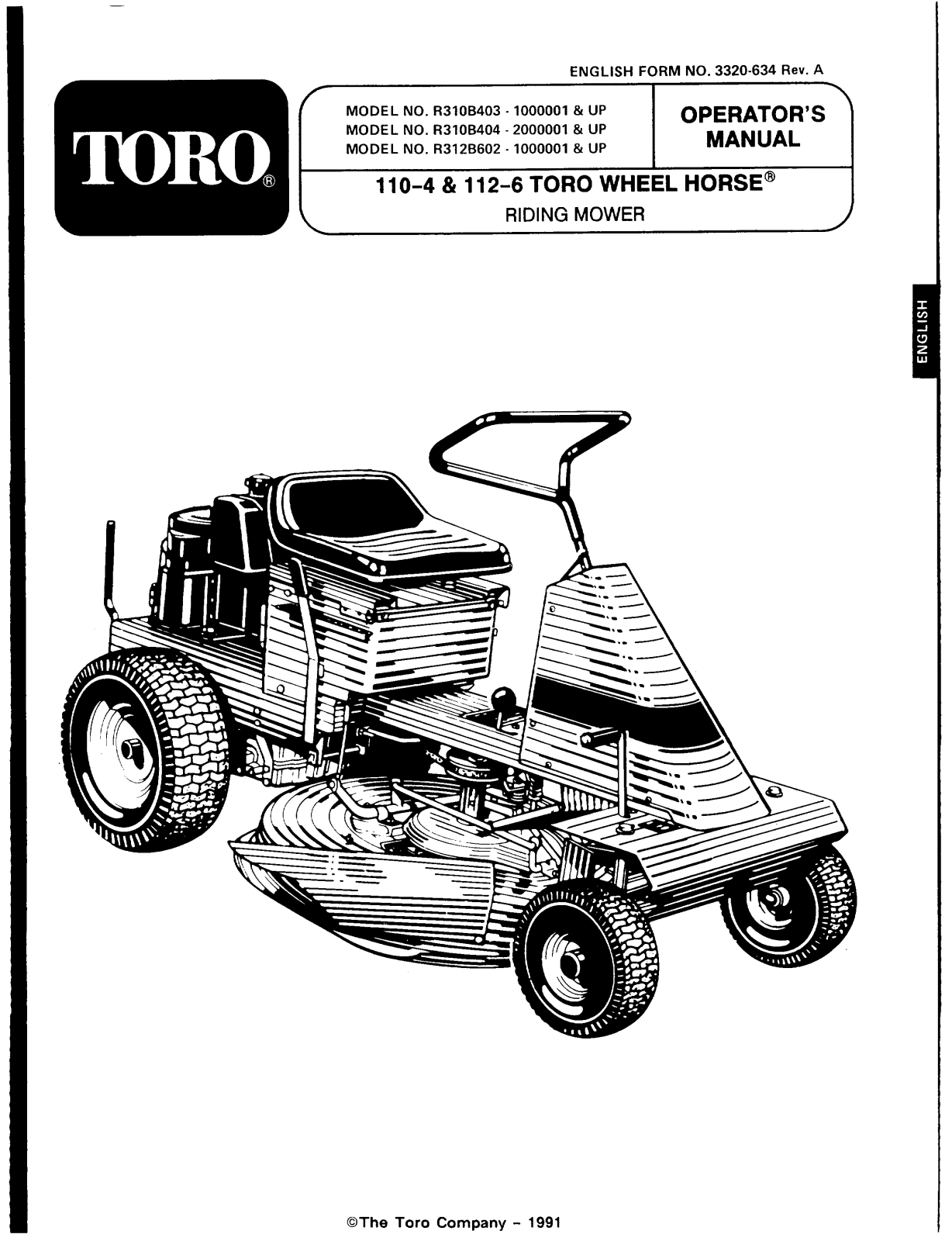 Toro R3-10B403, R3-10B404, R3-12B602 Operator's Manual