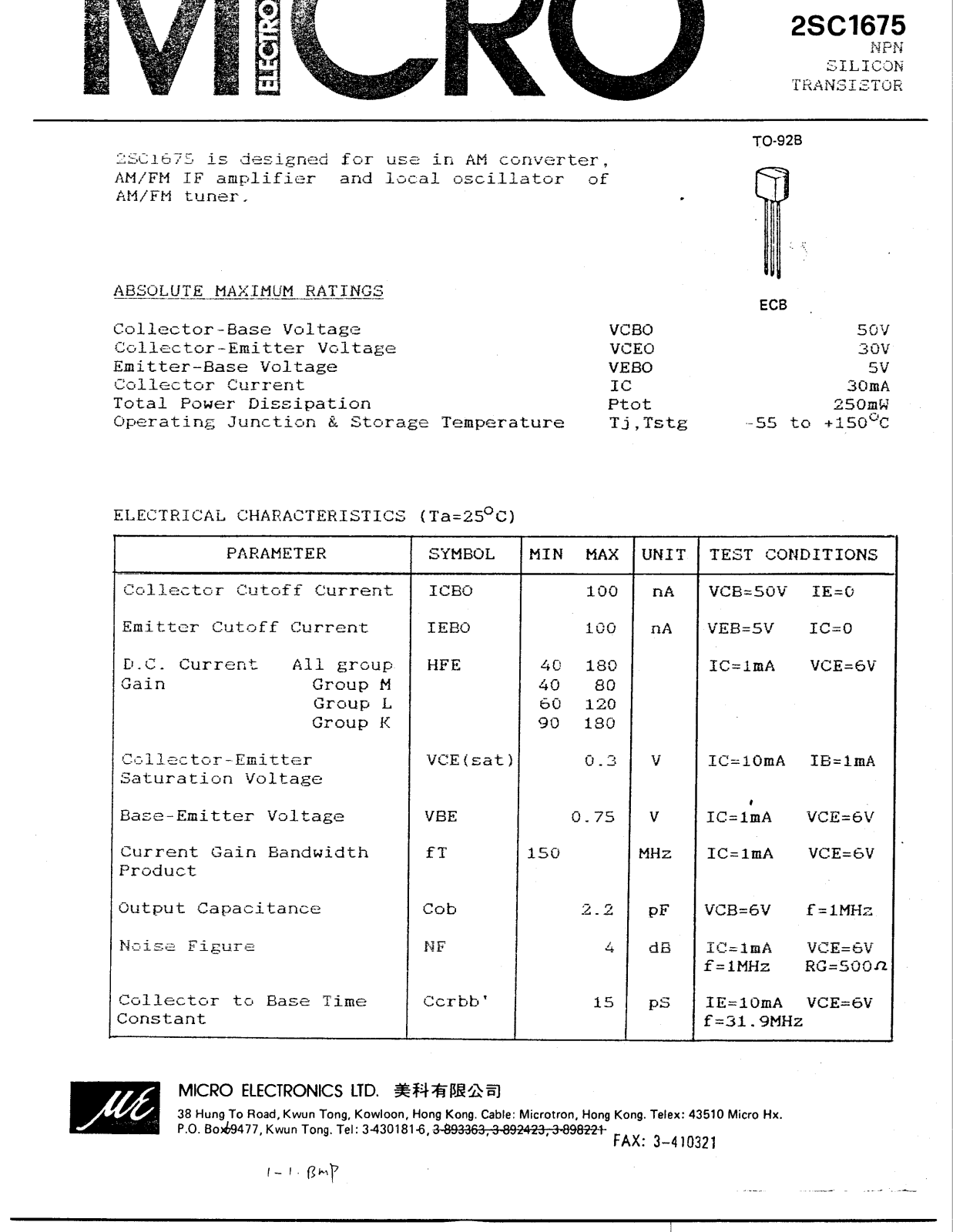 Datasheet 2SC1675 Datasheet (ME) - ManualMachine.com