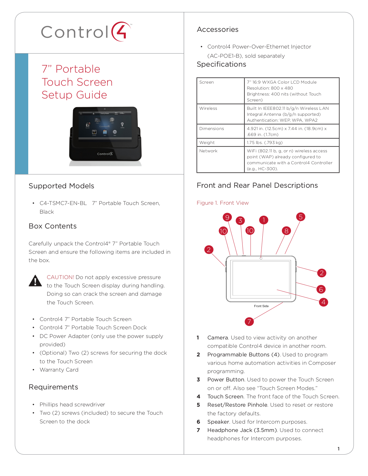 Control4 C4TSMC7 User Manual