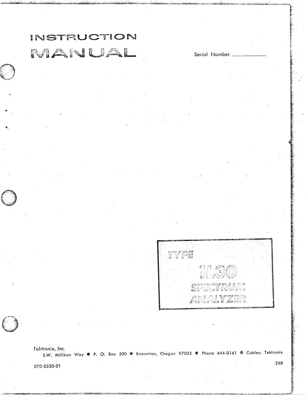 Tektronix 1L30 Service manual