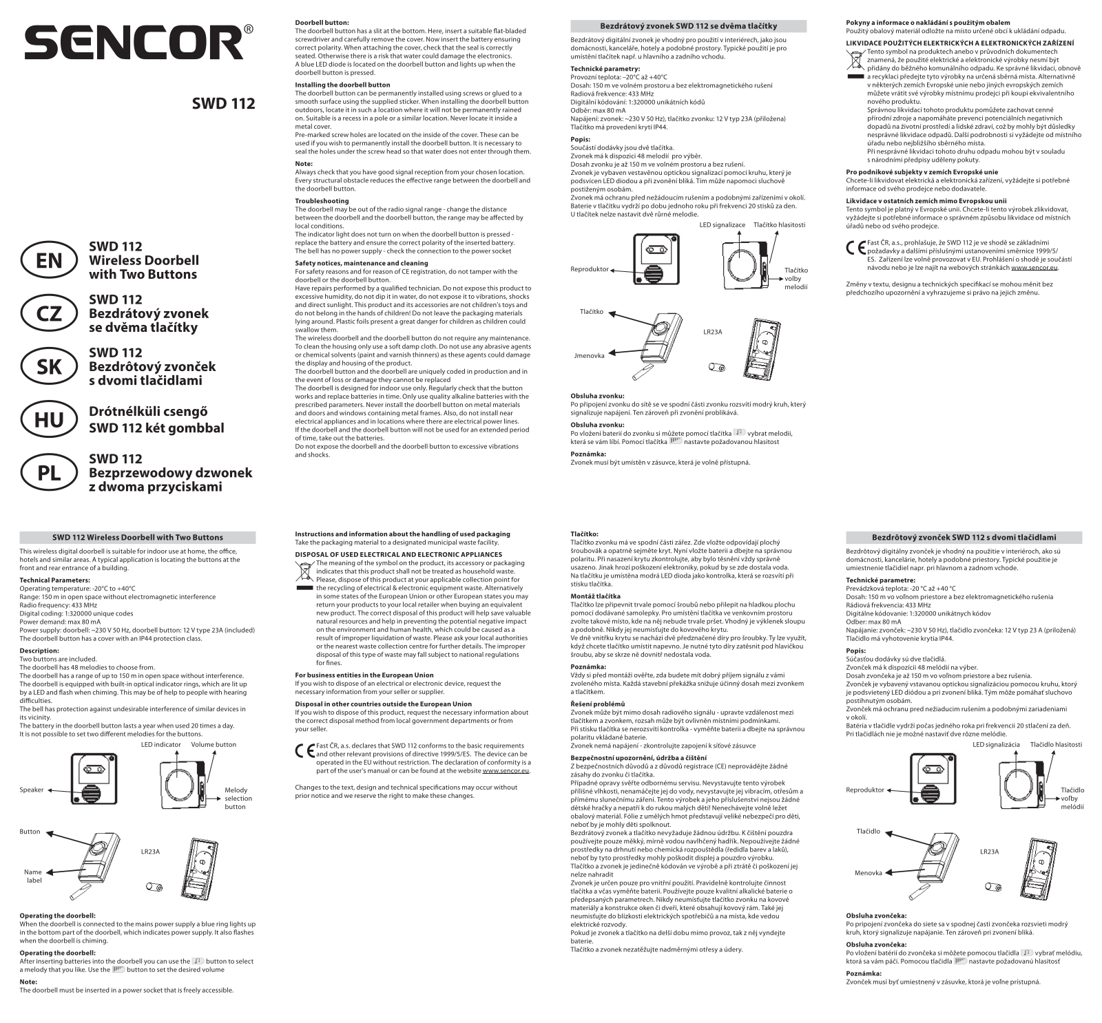 Sencor SWD 112 Operating Instructions