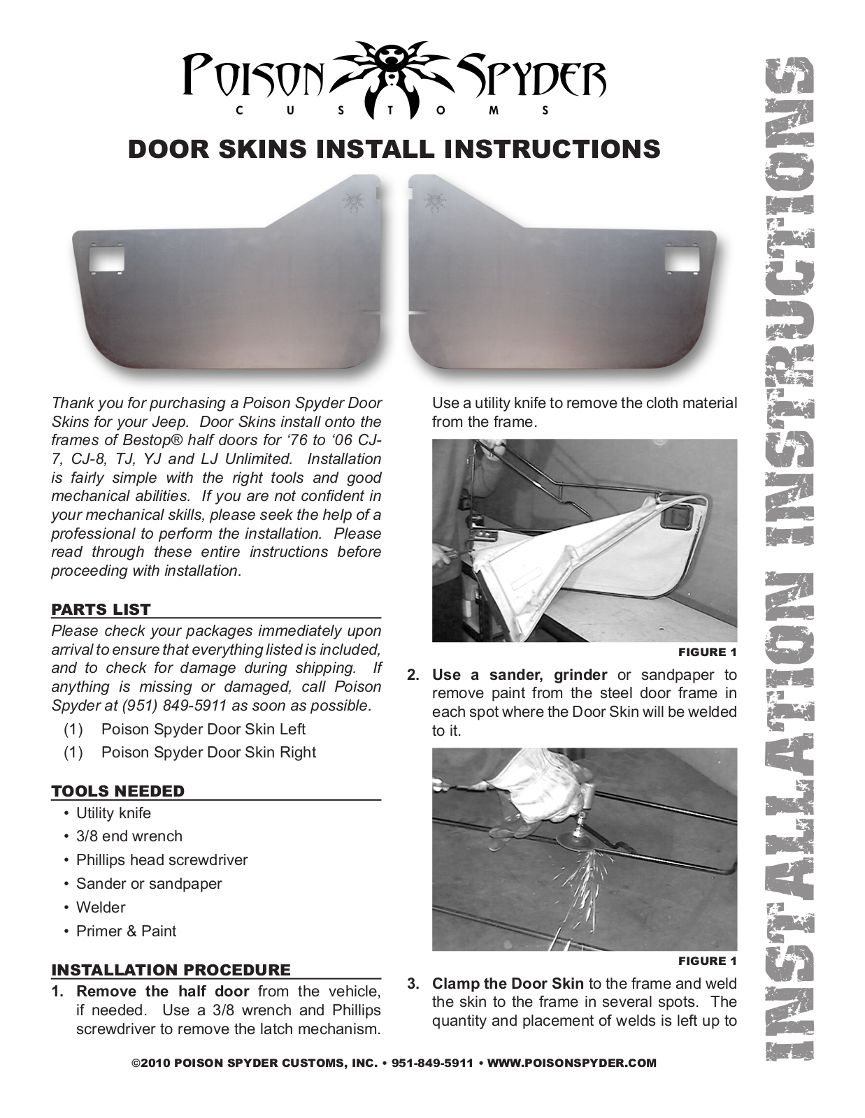 Poison Spyder DOOR SKINS User Manual