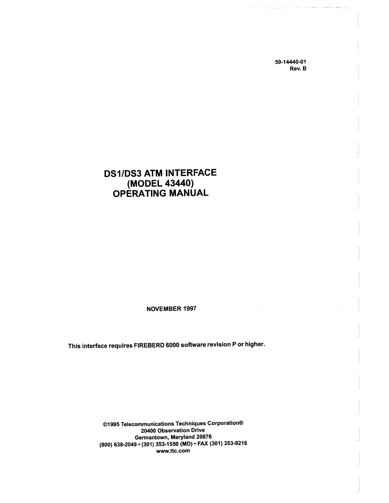 Telecommunications Techniques Corporation 43440 User Manual