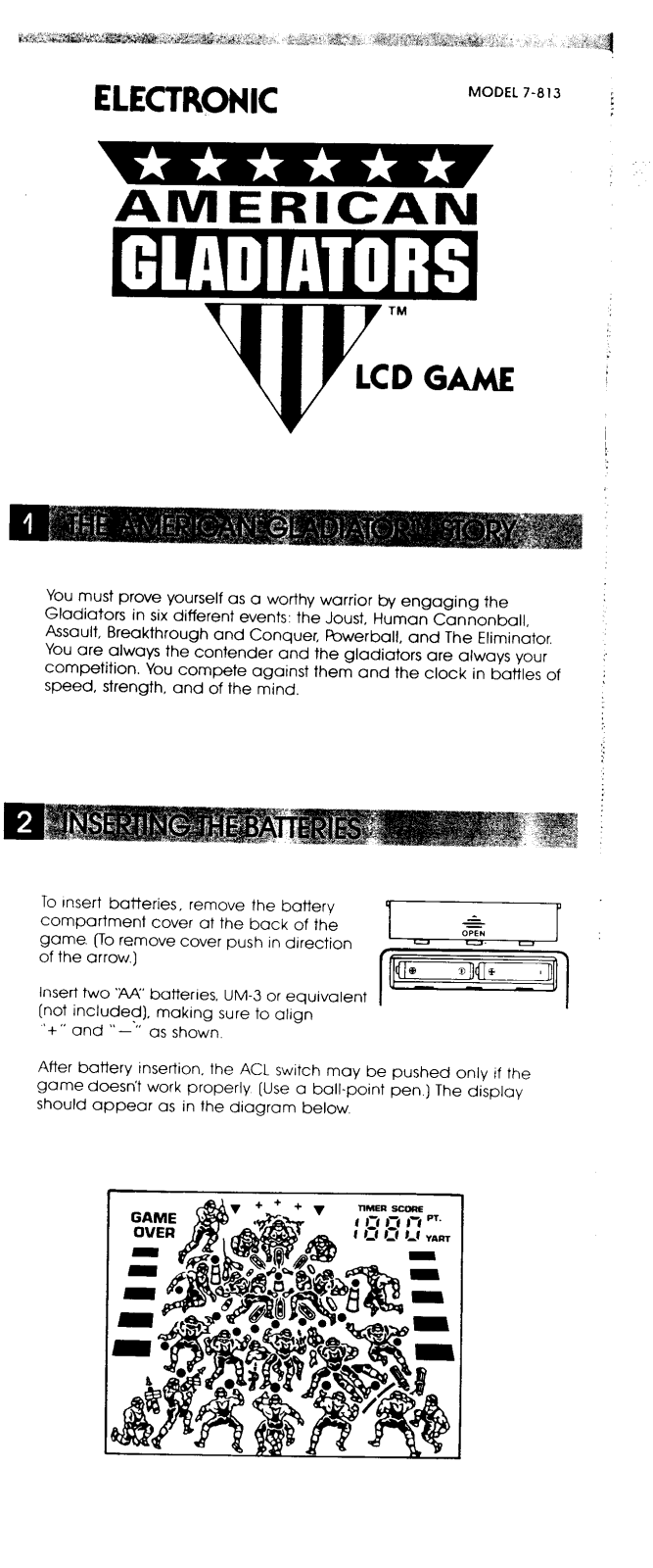 HASBRO American Gladiators LCD Game User Manual