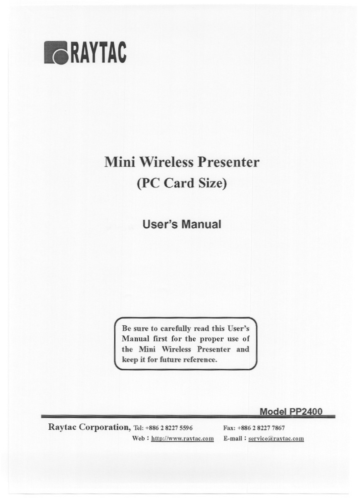 Raytac PP2400 Users Manual - ManualMachine.com