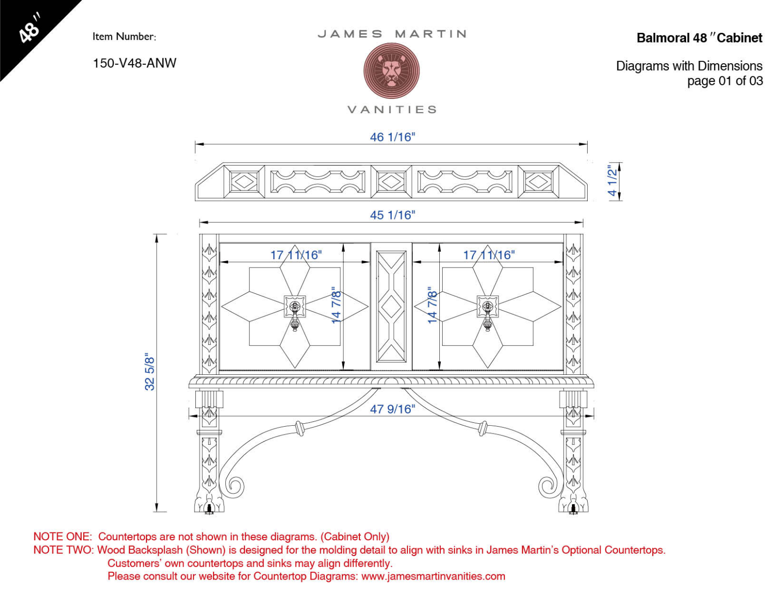 James Martin 150V48ANW3CSP, 150V48ANW3CLW, 150V48ANW3EJP, 150V48ANW3OCAR, 150V48ANW3OGLB Diagram