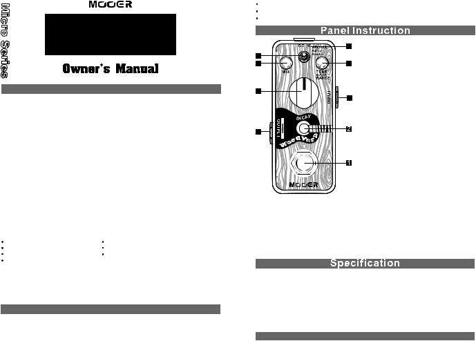 Mooer WoodVerb Owner`s Manual